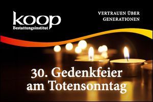Totensonntag 2026 in Bremerhaven: Gedenkfeier im Bestattungsinstitut Koop am 22. November um 10:30 Uhr – plus Gottesdienste und Andachten in der Region.